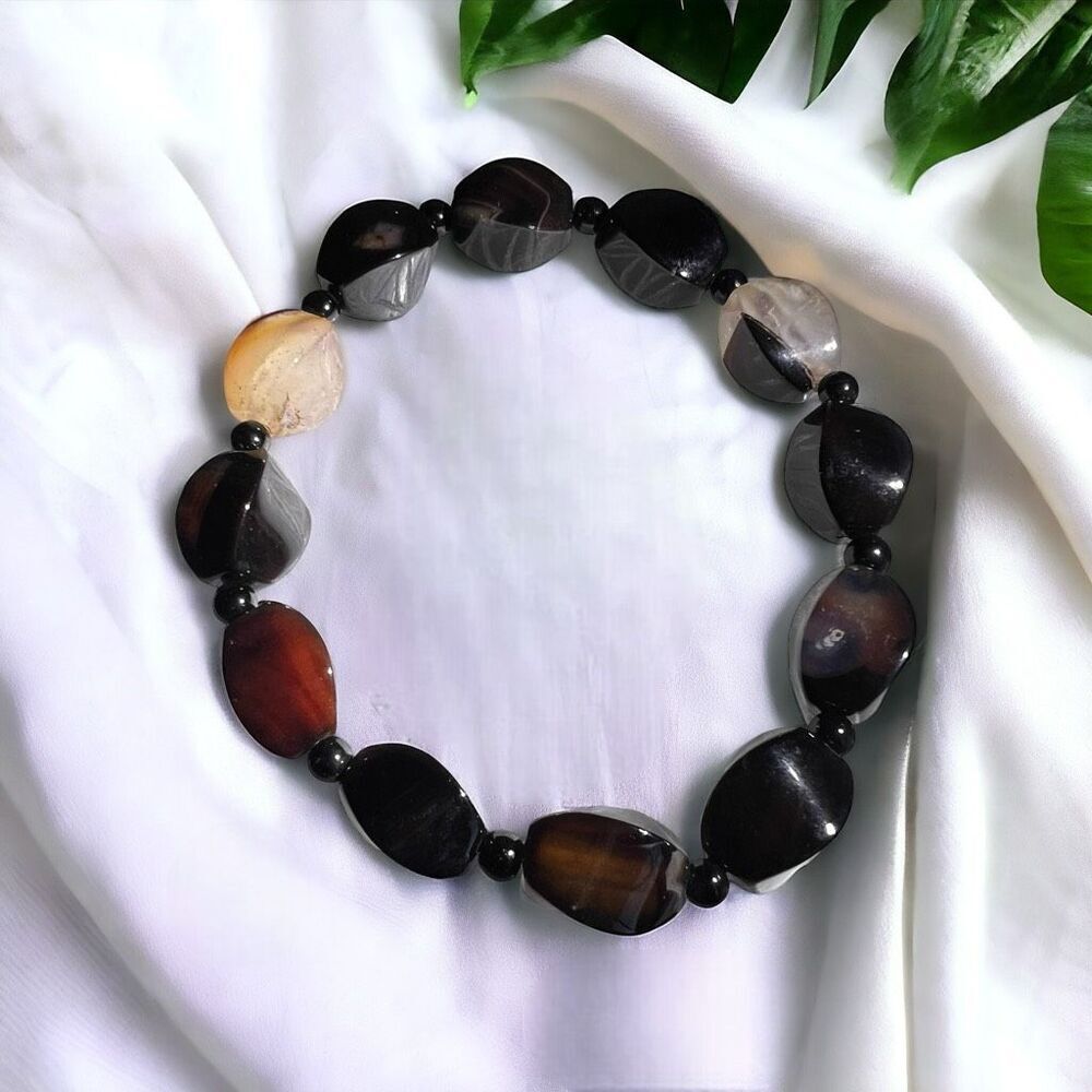 Multi Agate Crystal Beaded Stretchy Bracelet‎